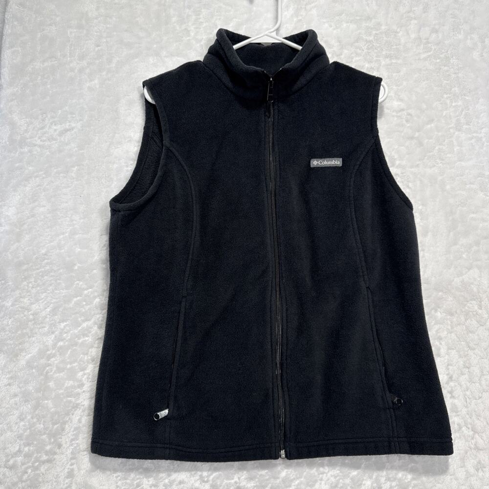 Columbia Fleece Vest Womens Size XL Black Layering Outdoor Hiking Fall Winter